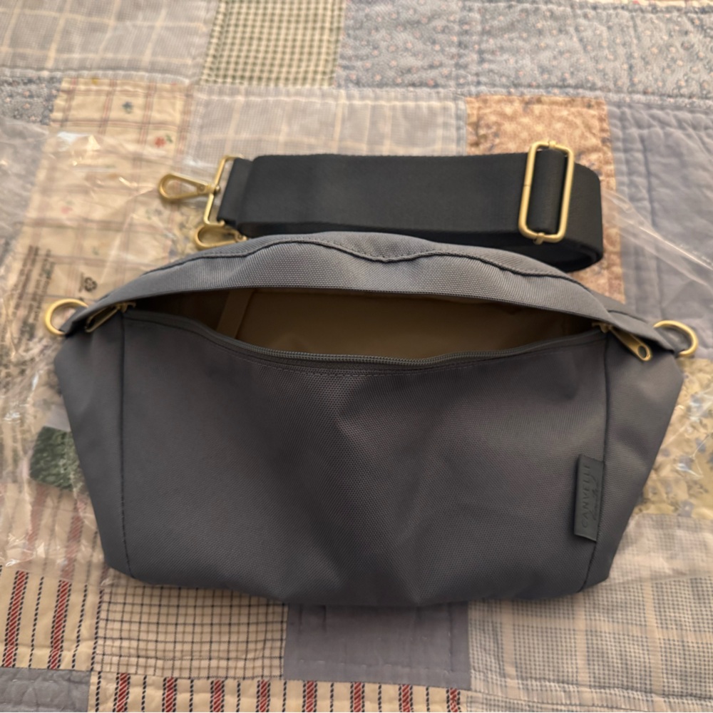 Gray Crossbody Shoulder Bag with Adjustable Strap